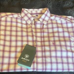 ARIAT PRO Series Plaid Button Up Burgundy Size XS NWT